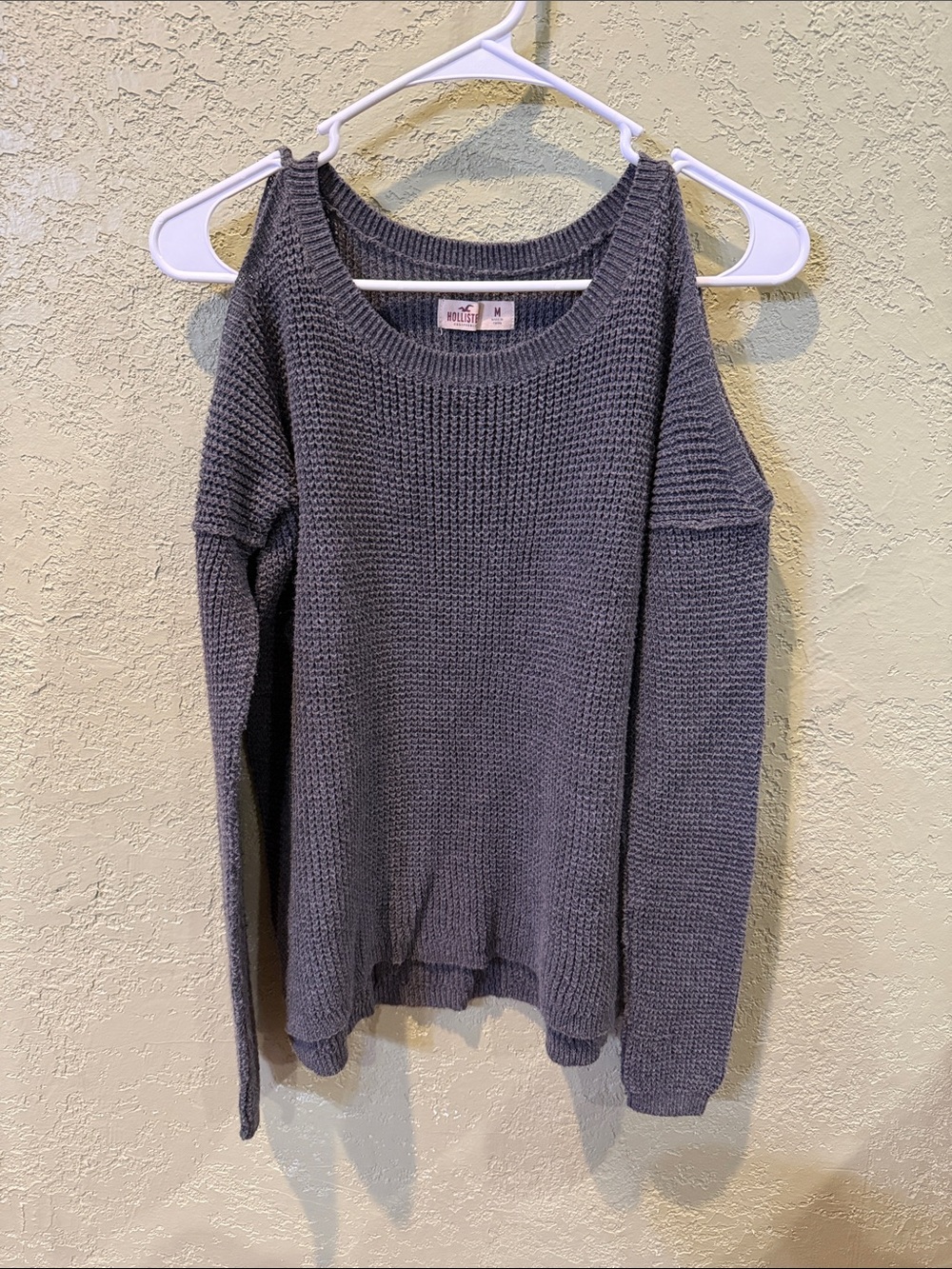 Hollister Charcoal Off-Shoulder Knit Sweater